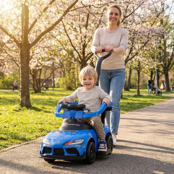 Vaikiškas automobilis su tėvų stūmimo rankena Toyota (Mėlynas)